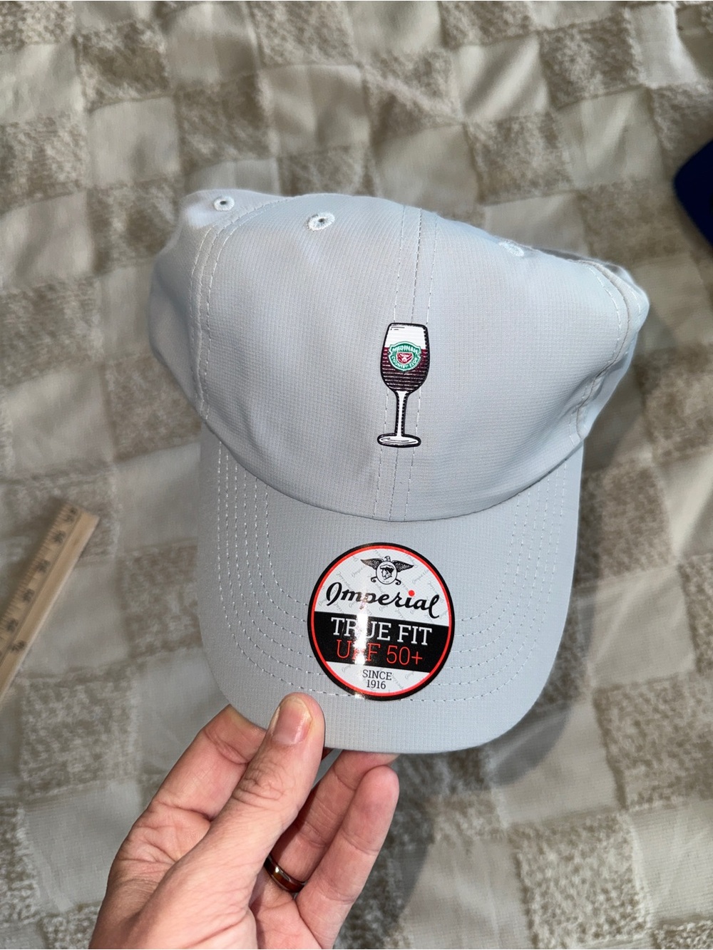 New‎ Imperial True Fit Light Gray Baseball Cap with Wine Glass Embroidery Medina